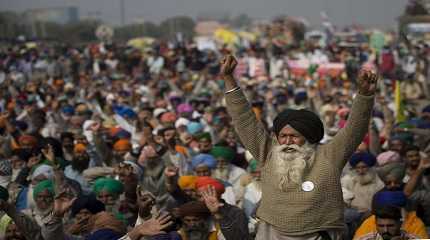 Indian farmers protest.