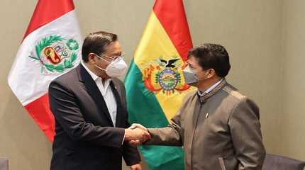 Presidents Pedro Castillo Terrones of Peru and Luis Arce Catacora of Bolivia