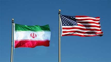 USA, Iran flags