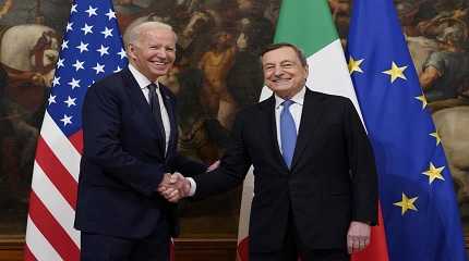 Joe Biden with Mario Draghi