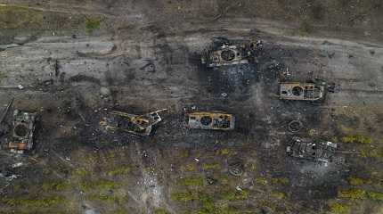 Destroyed Russian armored vehicles 