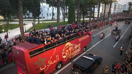 Morocco national soccer team celebrate