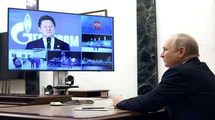 Vladimir Putin takes part in a ceremony launching