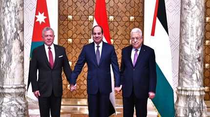 Abdel Fattah al Sisi, King Abdullah II and Mahmoud Abbas