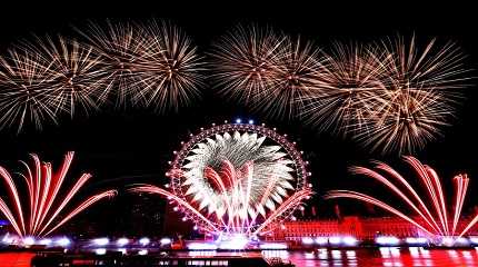 Fireworks explode over the London  New Year celebrations