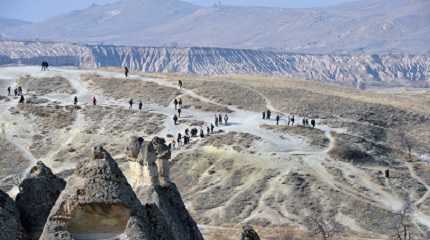 Tourists visit Cappadocia