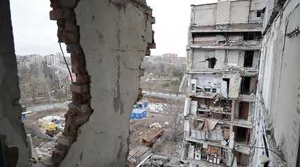 building, damaged during a heavy fighting