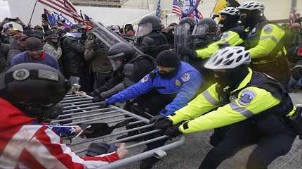 U.S.Police and protester