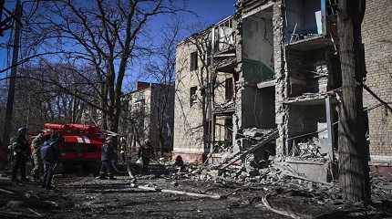 building damaged by shelling