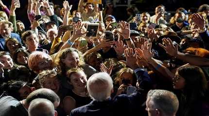 Joe Biden greets supporters during a campaign rally