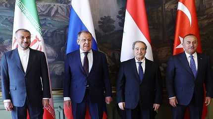 Hossein Amir-Abdollahian, Sergey Lavrov, Faisal Mekdad and Mevlut Cavusoglu