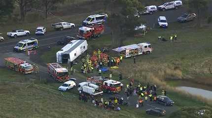 truck struck a school bus in Melbourne