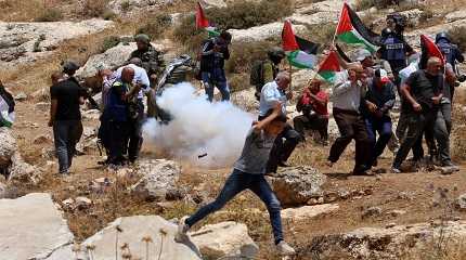 Palestinian protesters.,