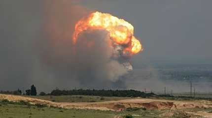 explosion during a fire at a military training ground