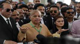 Pakistani Prime Minister Shahbaz Sharif (center)