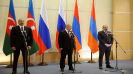 Putin, Nikol Pashinyan and Ilham Aliyev
