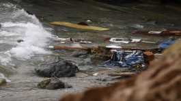 capsized boat debris.