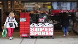 Customers are seen at a shop in Berlin