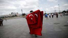 street vendor sells Turkish flags