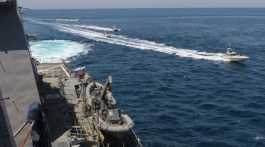 Iranian speedboat coming straight at US Navy warship