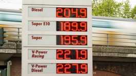 fuel prices at a gas station in Germany