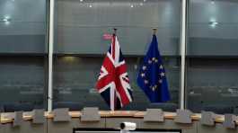 British Union Jack and EU flags.