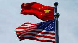 China, US flags.