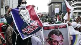 protest in UK against Emmanuel Macron