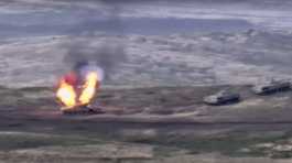 Armenian forces destroy Azerbaijani tank