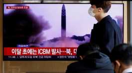 North Korea firing a ballistic missile