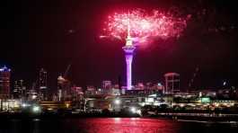 Fireworks explode over Sky Tower as New Year celebrations