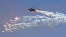 South Korean Navy Lynx helicopter fires flares