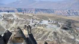Tourists visit Cappadocia