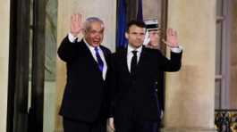 Emmanuel Macron  welcomes Benjamin Netanyahu