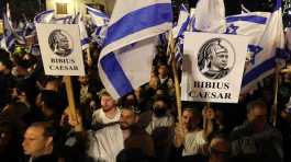 Israelis demonstrated last night