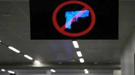 television displays a no guns sign