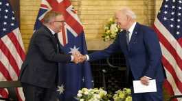 Joe Biden shakes hands Anthony Albanese