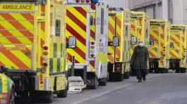 ambulances parked outside the Royal London Hospital