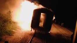 fire on passenger train in Pakistan
