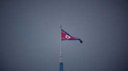 North Korean flag flutters