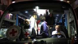 bus transferring released Palestinian prisoners
