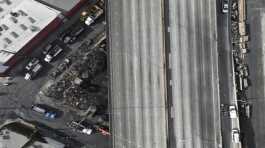 fire closed a vital section of a Los Angeles freeway
